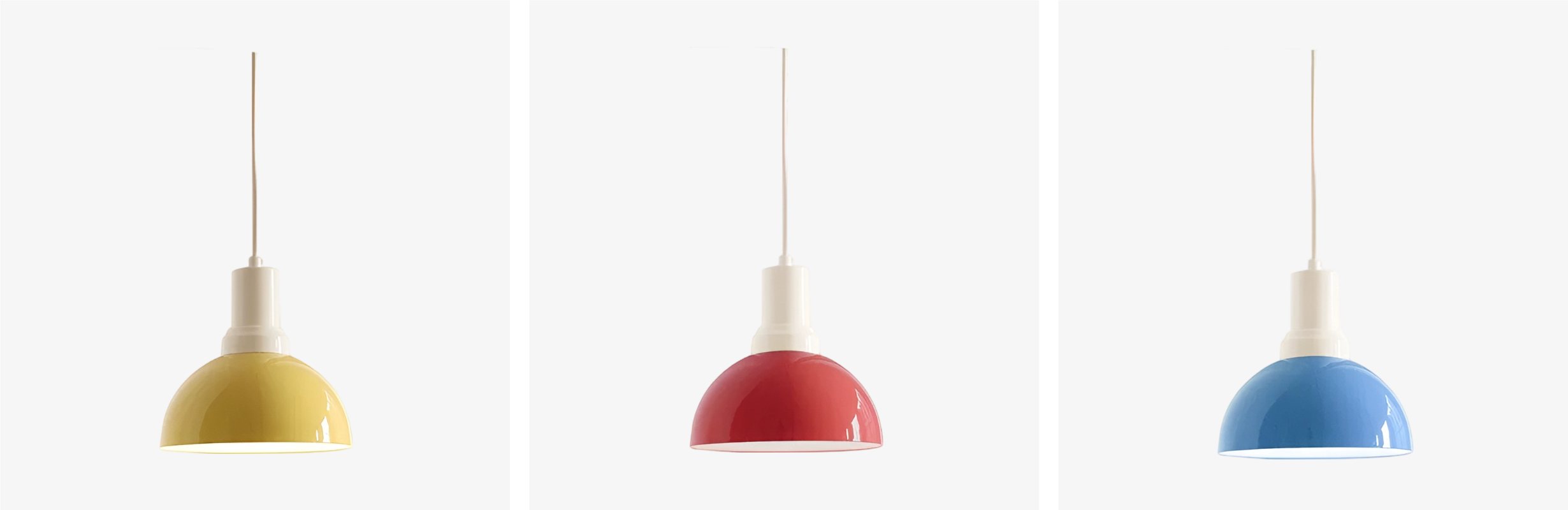 Yellow, red, and blue Rummia pendant lamp color options