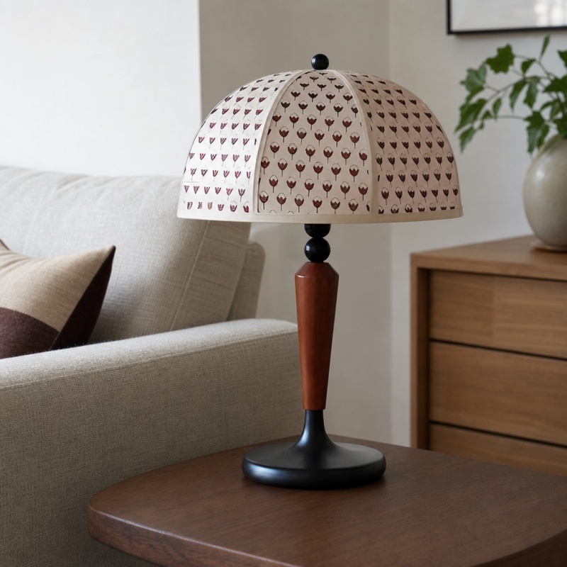 Fennary table lamp beside a living room sofa
