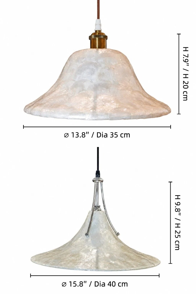 Lunavera pendant light size diagram
