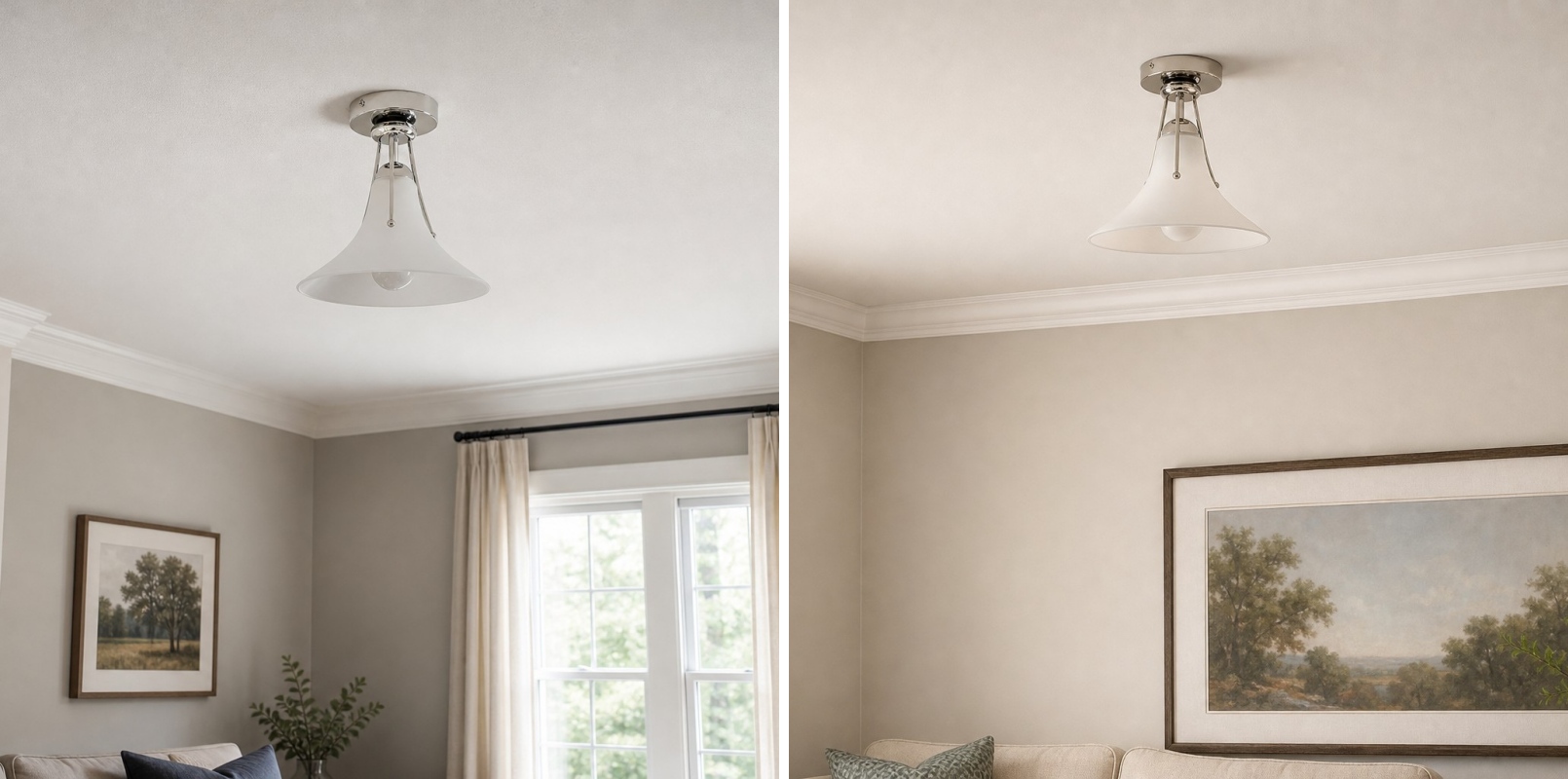 Kallera ceiling lamp lighting options shown in room scenes