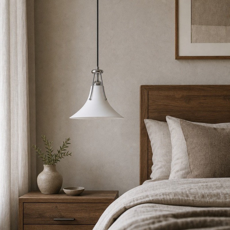 Magnolia pendant light in a bedroom