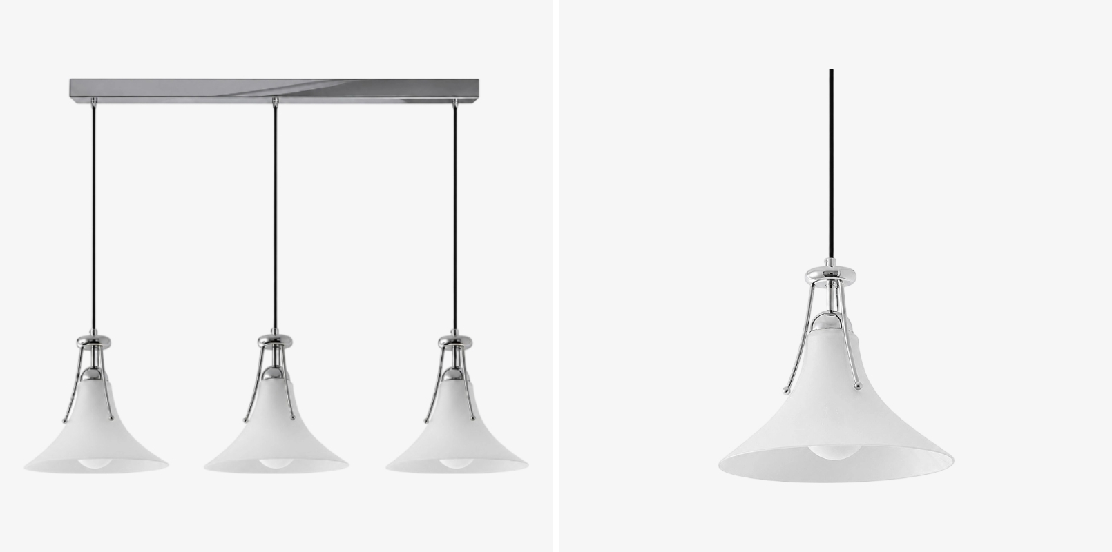 One-head and three-head Kallera pendant light options