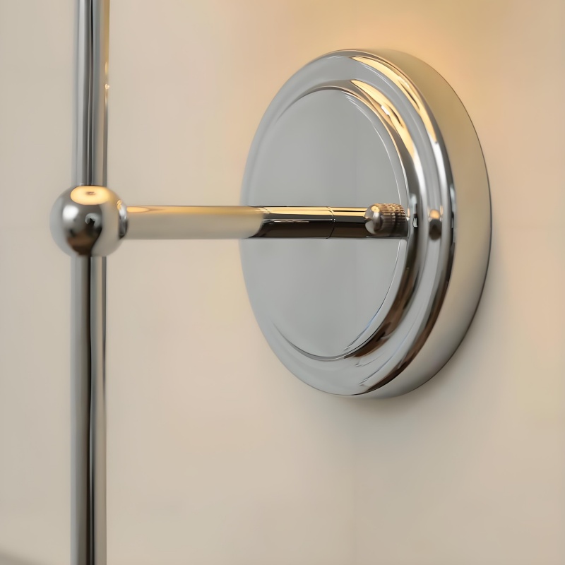 Close view of the chrome wall mount