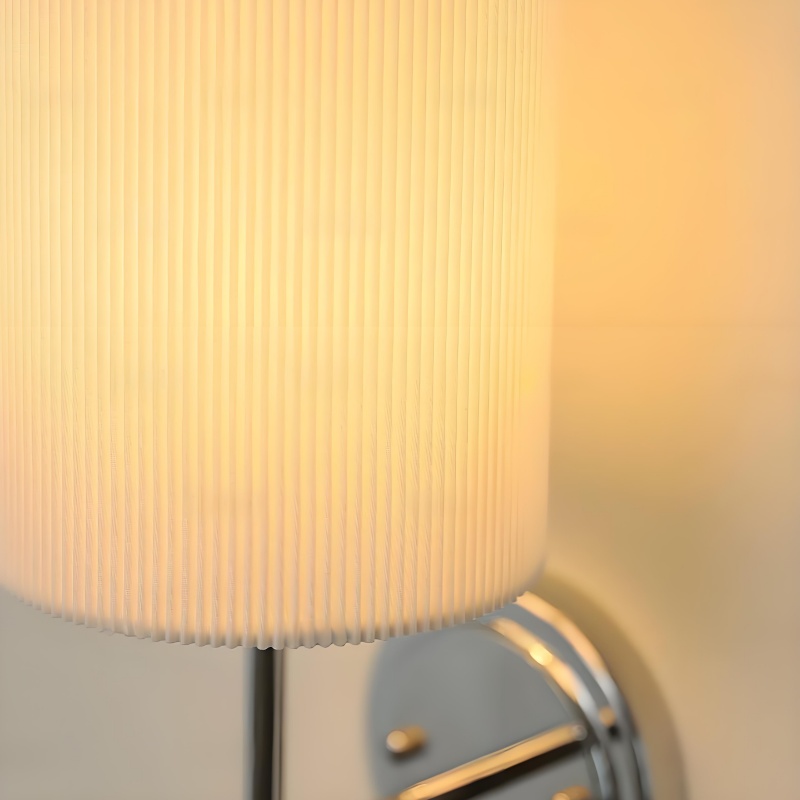 Close view of the pleated fabric shade texture