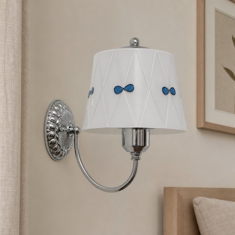 Billa wall lamp styled beside a bed