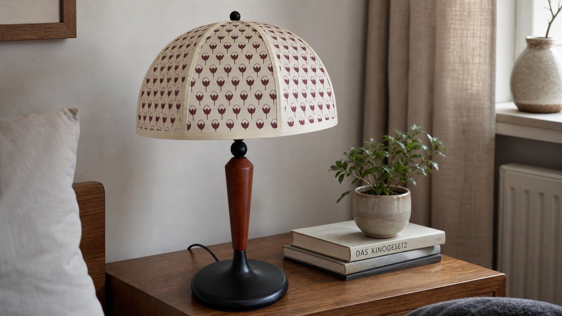 Fennary French Vintage Table Lamp styled on a bedside table