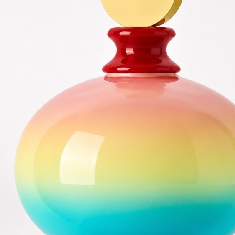 Close-up of the Javina glass shade and red accent