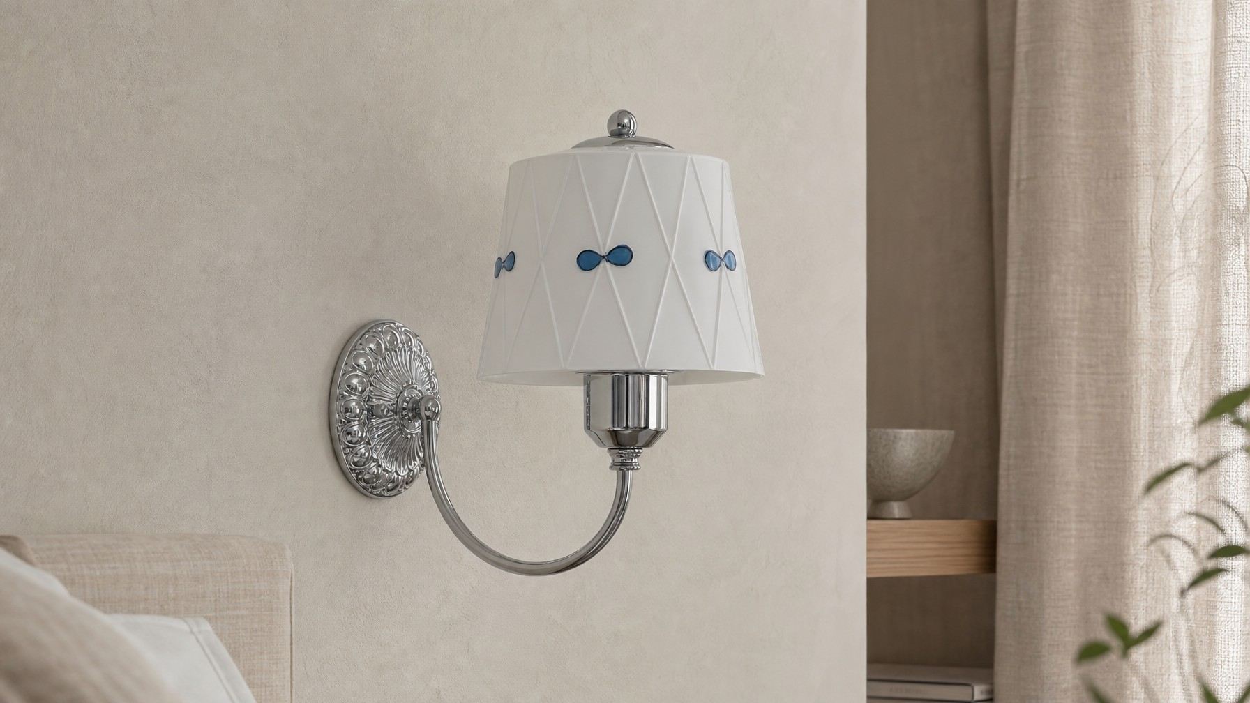 Billa Bow Knot Glass Wall Lamp in a bedroom scene