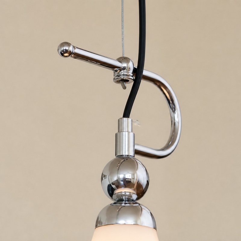 Close-up of the pendant light chrome hook