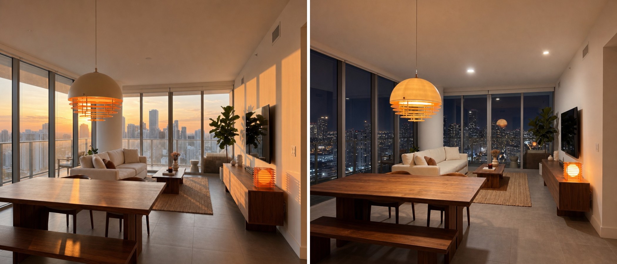 Afterglow Sunset wall lamp in daylight living room scene