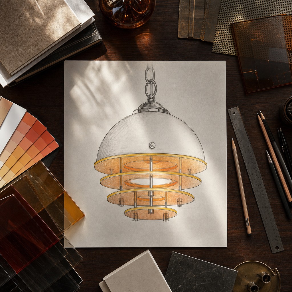 Artistic concept sketch for the Afterglow Sunset lamp