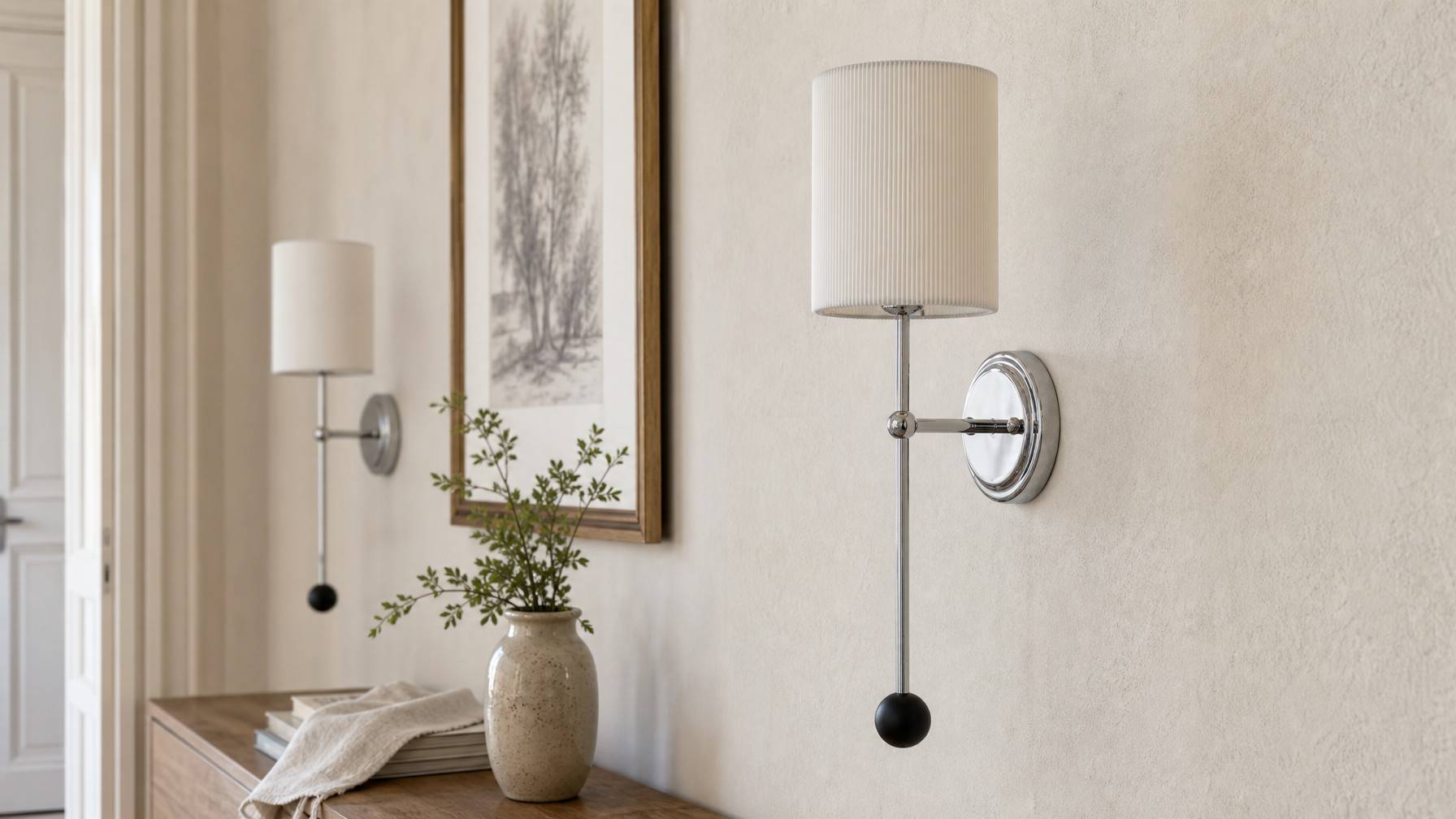 Cumoris pleated wall lamp in a hallway scene