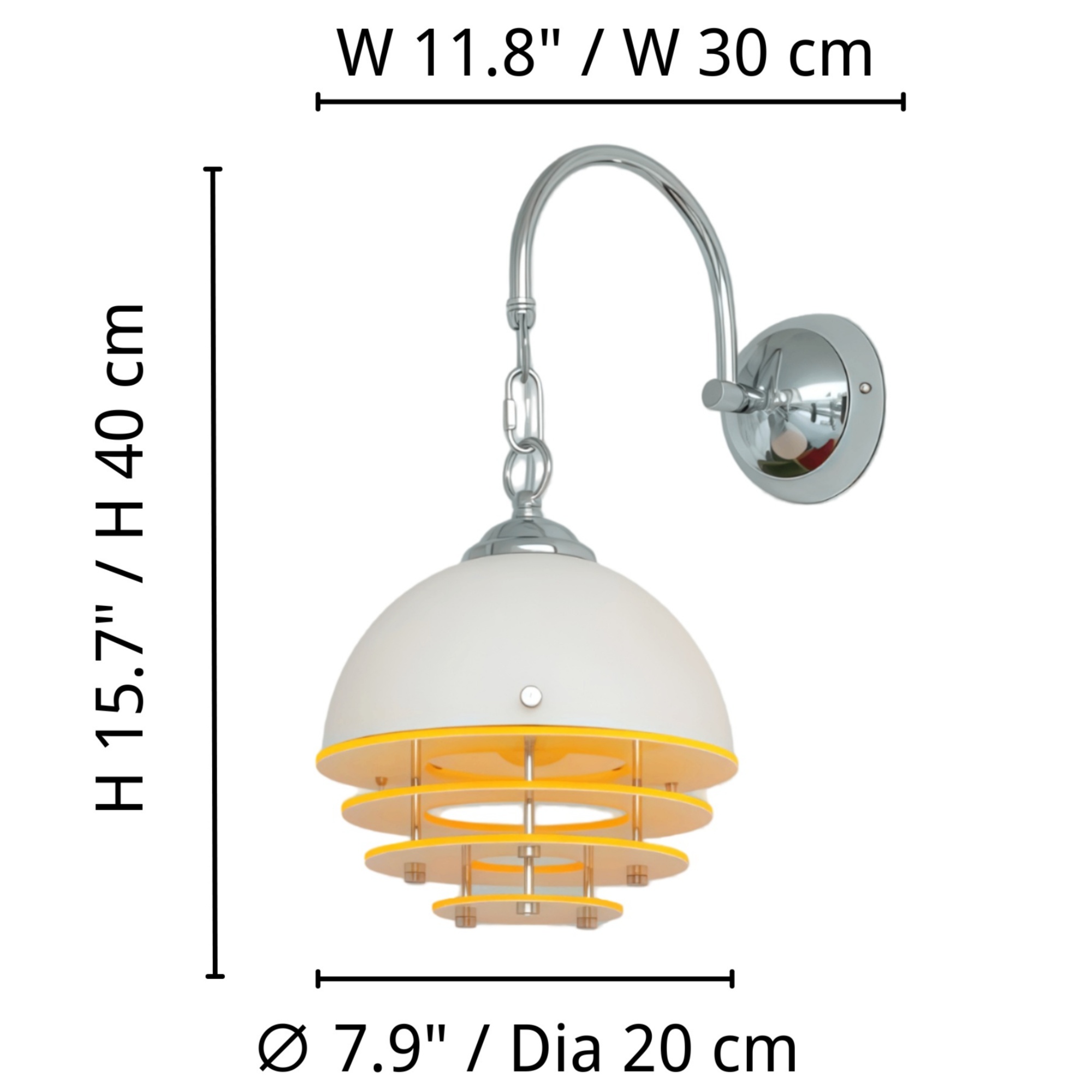 Afterglow Sunset wall lamp size diagram