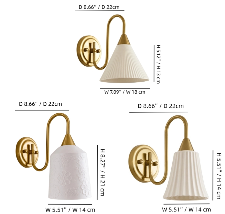 Wall lamp size diagram