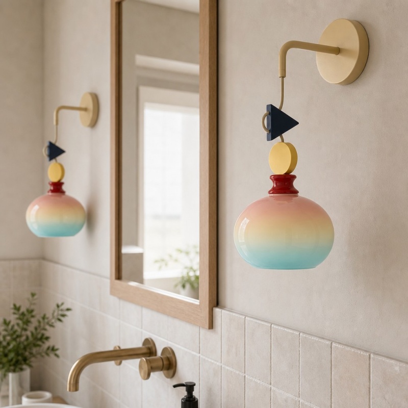 Javina wall lamp beside a vanity mirror