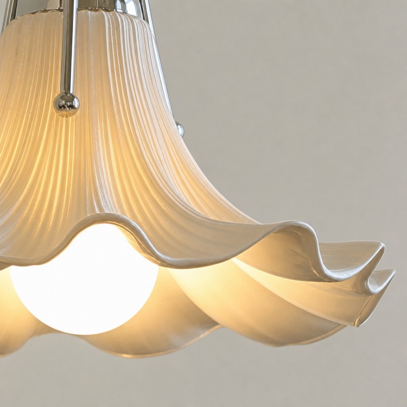 Close detail of Cazelle pendant lamp with warm glow