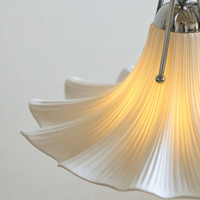 Detail of the sculptural floral shade