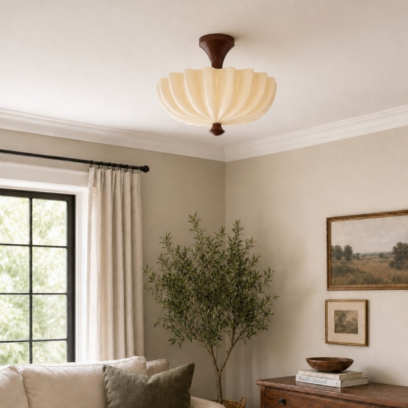 Durnic ceiling light installed above a sofa area