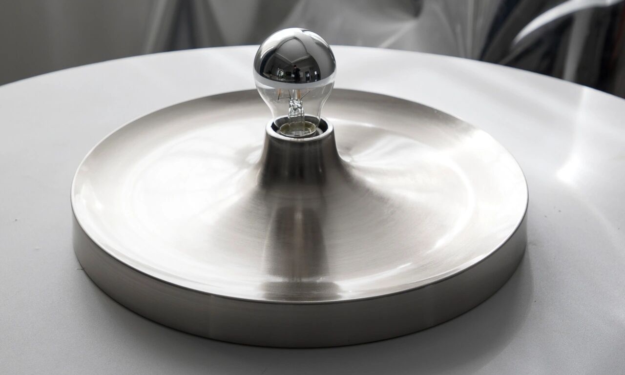 Close view of the Space Age Disc Ceiling Lamp