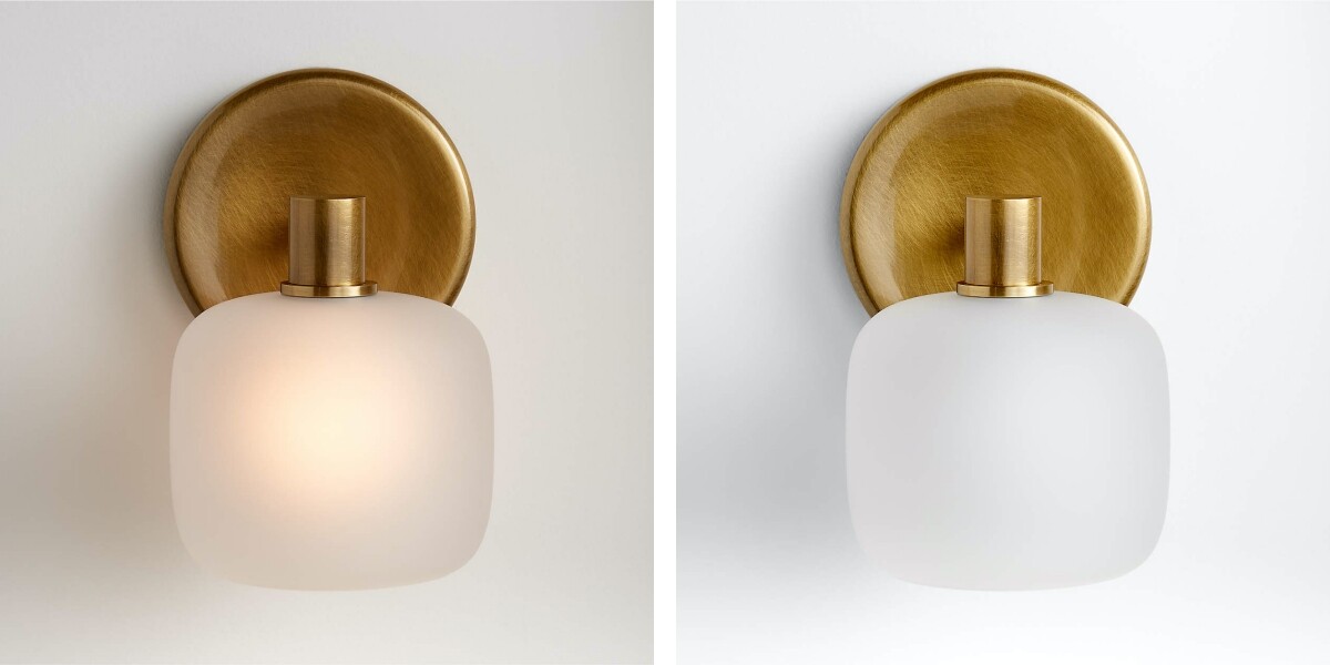 Switch light comparison for the Lirra wall sconce