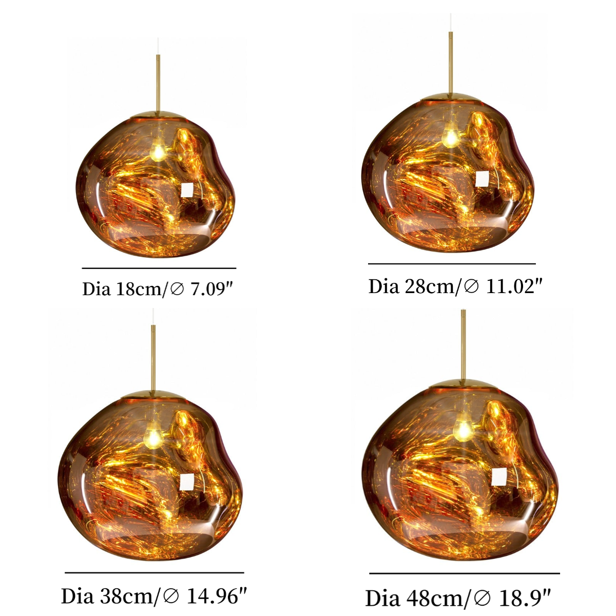 Melt pendant light product parameters