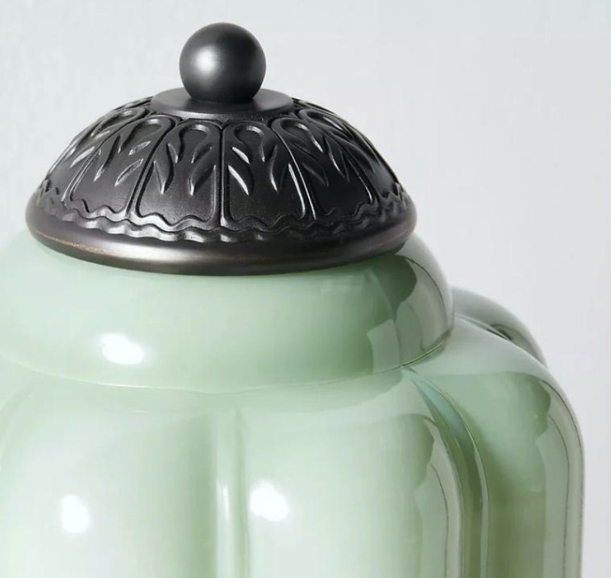 Hand-blown ribbed glass shade