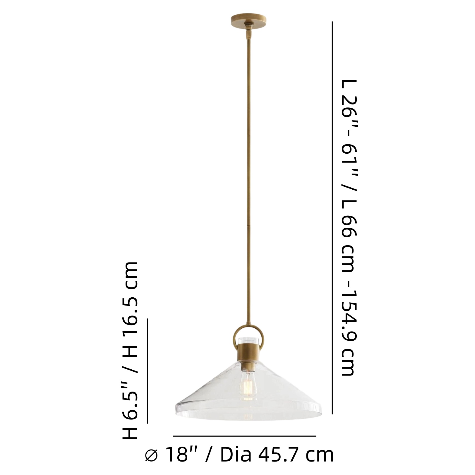 Orvessa Cone Pendant Light size diagram