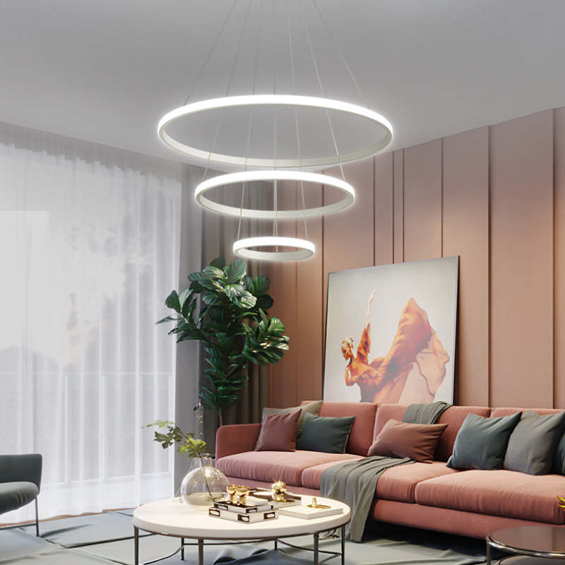 Modern LED Pendant Light Fixture Dining Room|Black Chandelier Living Room With Irregular Ring Lights|dimmable White Hanging Lamp Compatible With Kitchen Bedroom Island Cafe,Ceiling Pendant Lamp