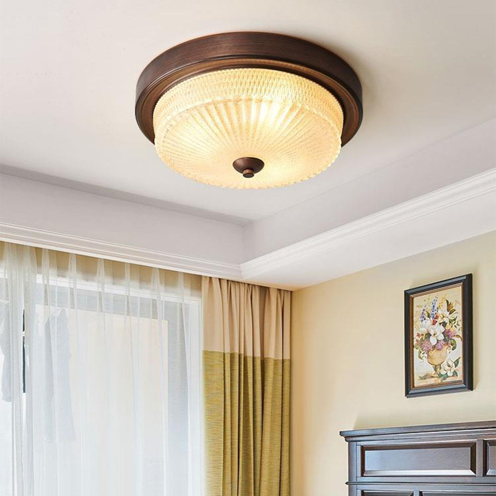 Vintage Round Glass Simple Ceiling Lamp For Bedroom