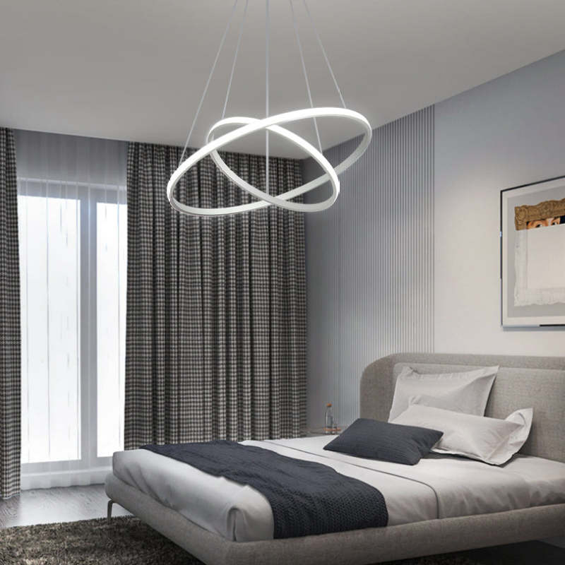 Modern LED Pendant Light Fixture Dining Room|Black Chandelier Living Room With Irregular Ring Lights|dimmable White Hanging Lamp Compatible With Kitchen Bedroom Island Cafe,Ceiling Pendant Lamp
