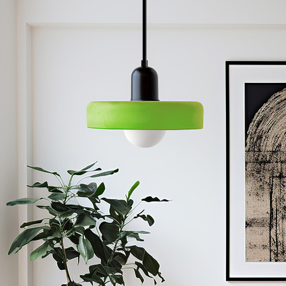 Modern Bauhaus Stained Glass Rod Pendant Light