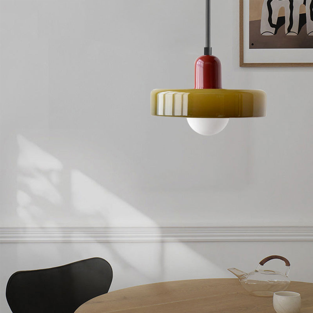 Modern Bauhaus Stained Glass Rod Pendant Light