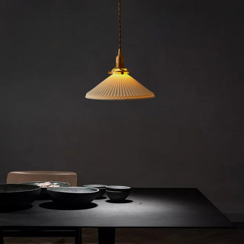 Modern Ceramics Pleated Light Collection For Dining Room