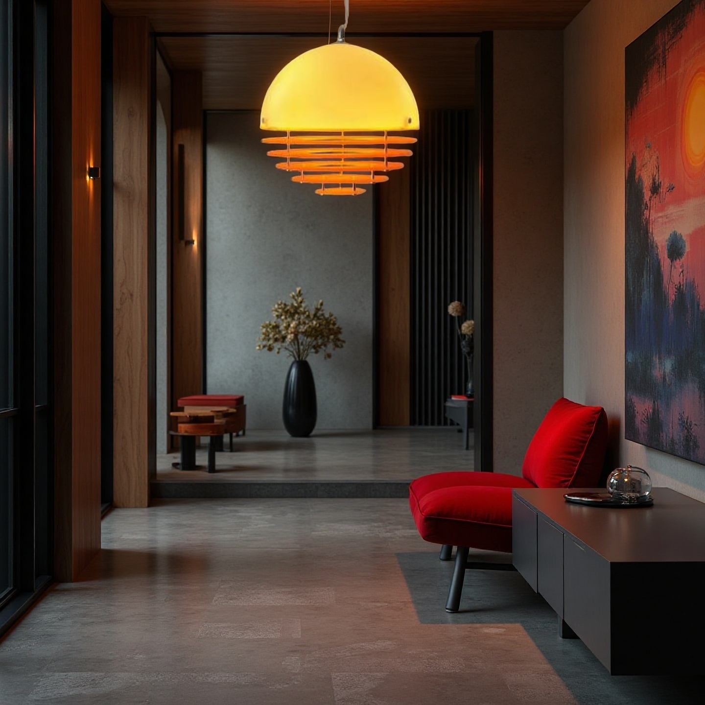 Sunset Pendant Light in a modern lounge
