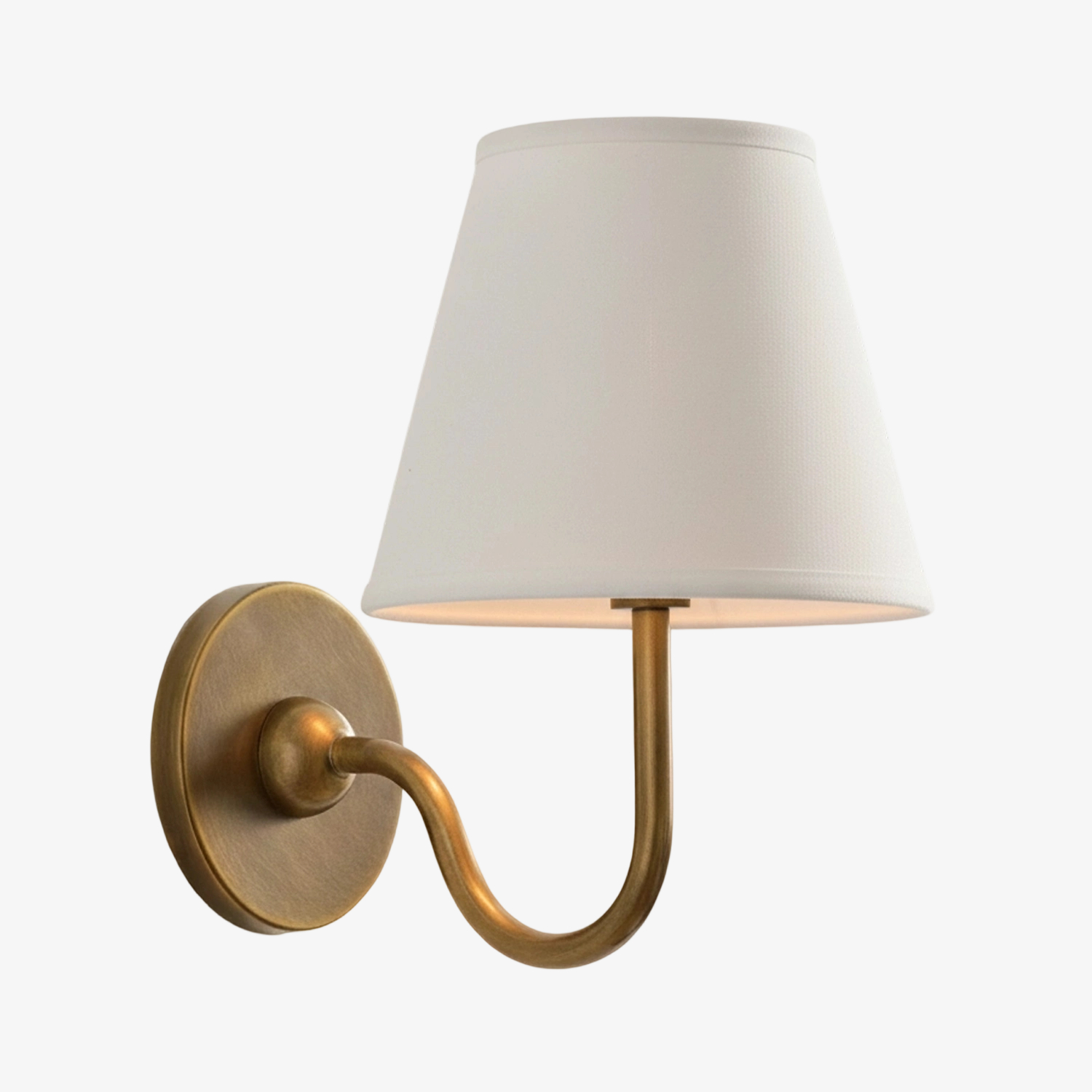 Plain shade brass wall lamp