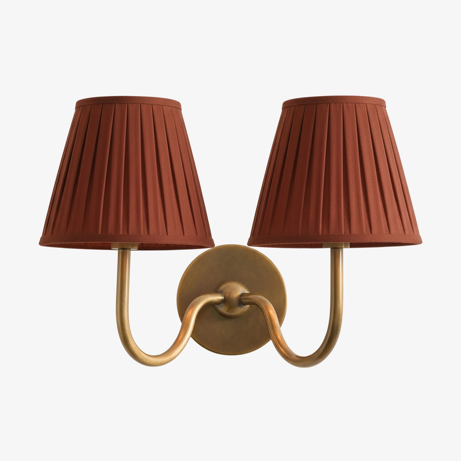 Pleated shade brass sconce