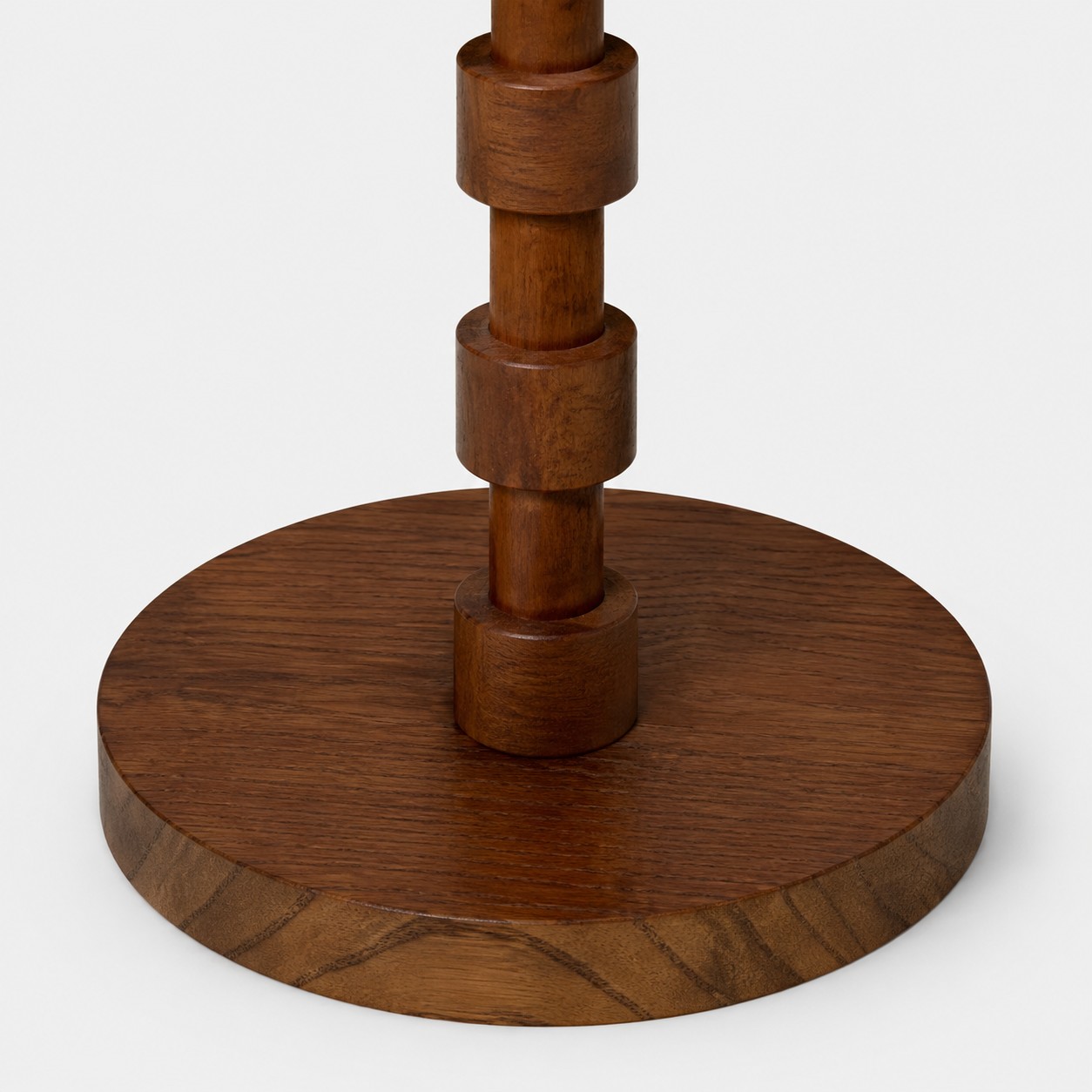 Turned wood column and round base detail