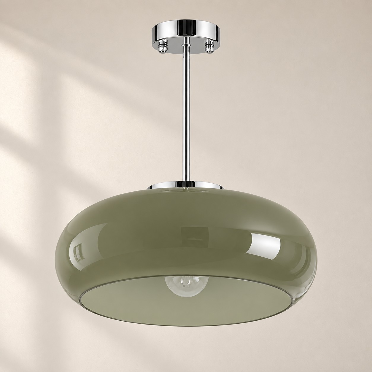 Bauvia Round Glass Ceiling Light: Brass-Finished Mount — A natural perspective