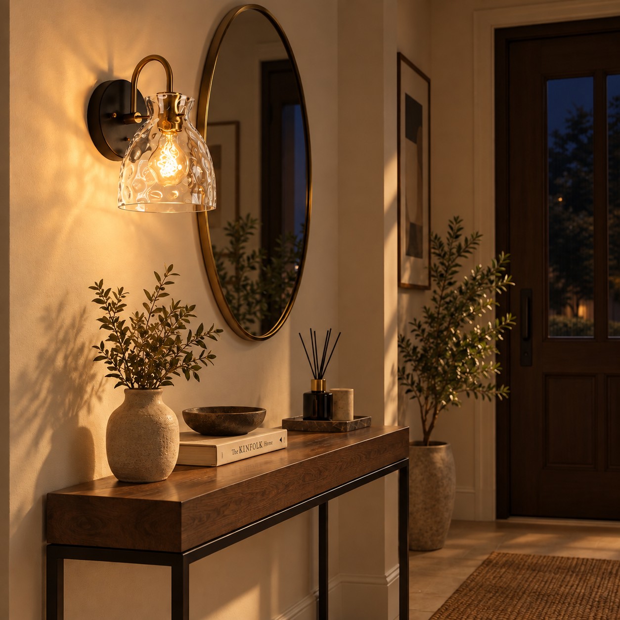 Glass Armed Wall Sconce: Brass Textured Clear — A natural perspective