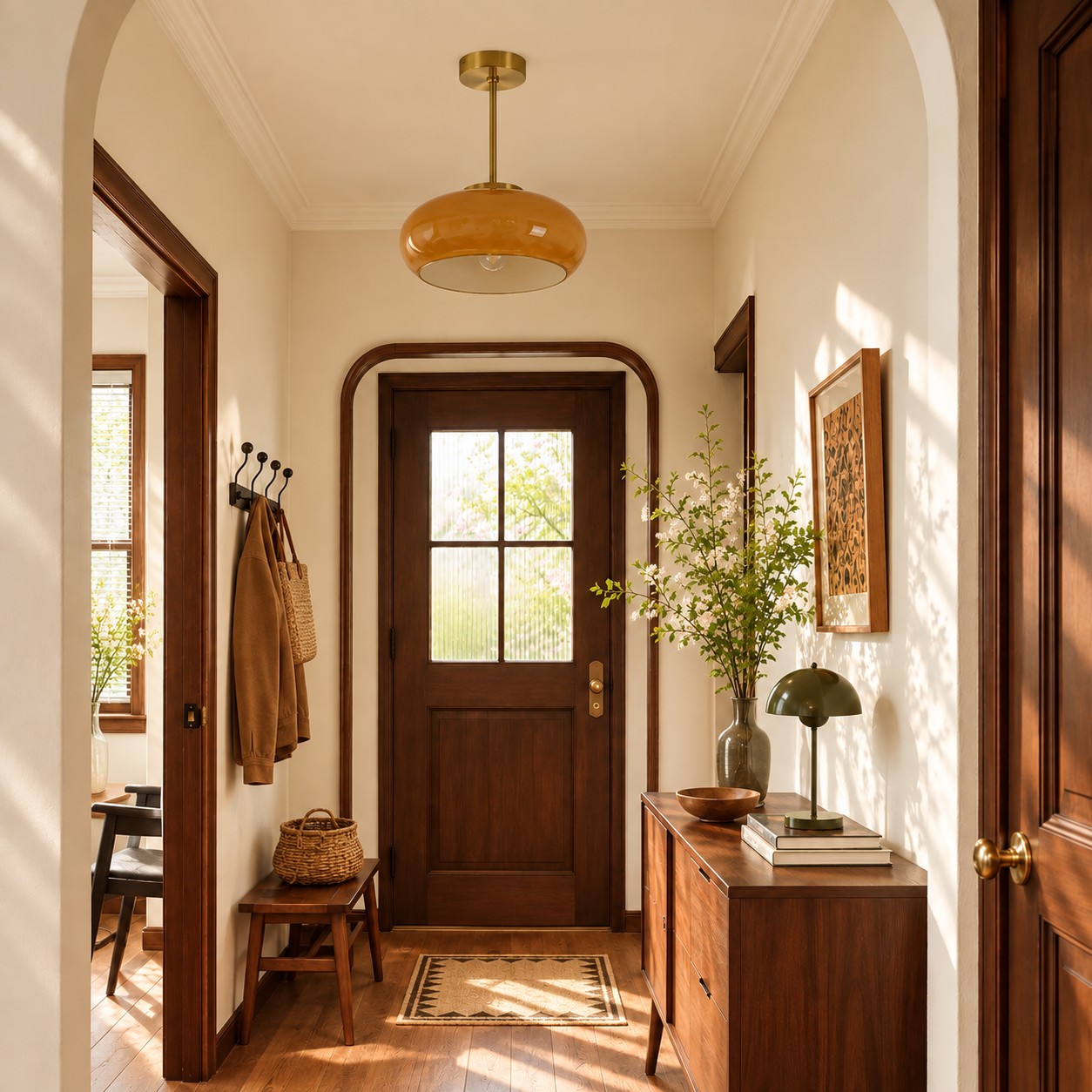 Bauvia Round Glass Ceiling Light: Brass-Finished Mount — A natural perspective