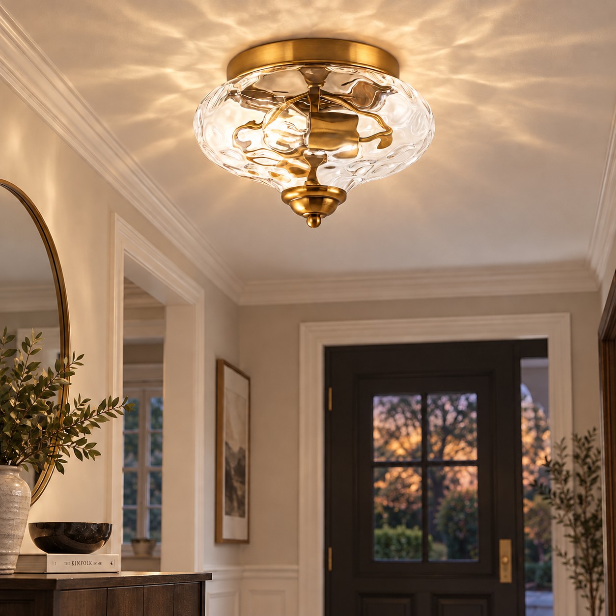 Two-Light Hammered Glass Ceiling Fixture: Low Ceilings — A natural perspective