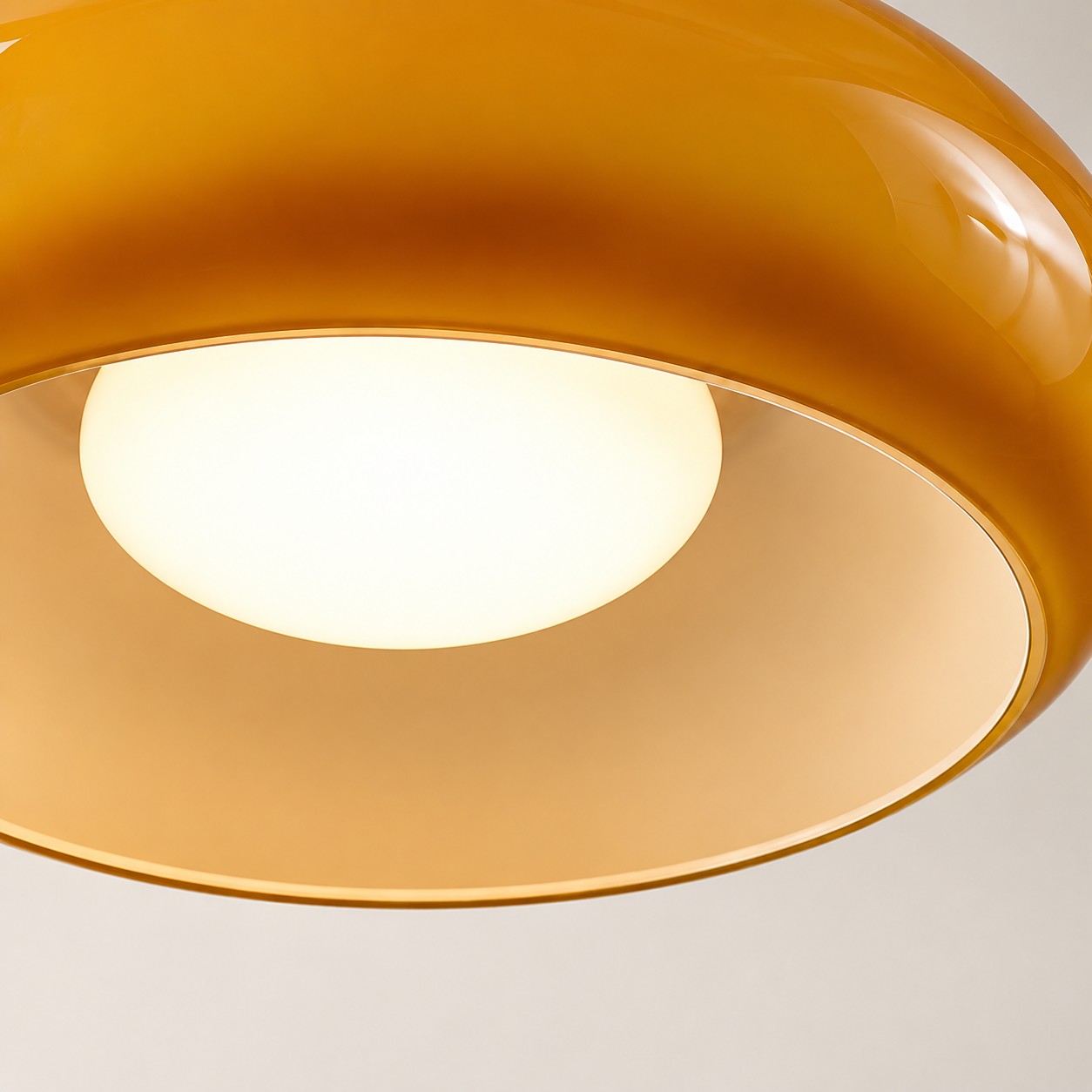 Bauvia Round Glass Ceiling Light: Brass-Finished Mount — A natural perspective