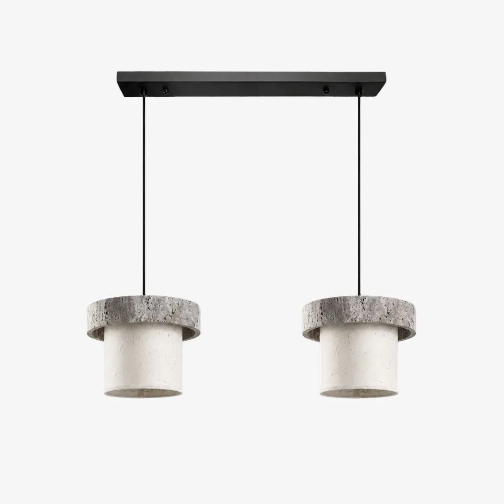 Style D gray travertine stone pendant light with two heads