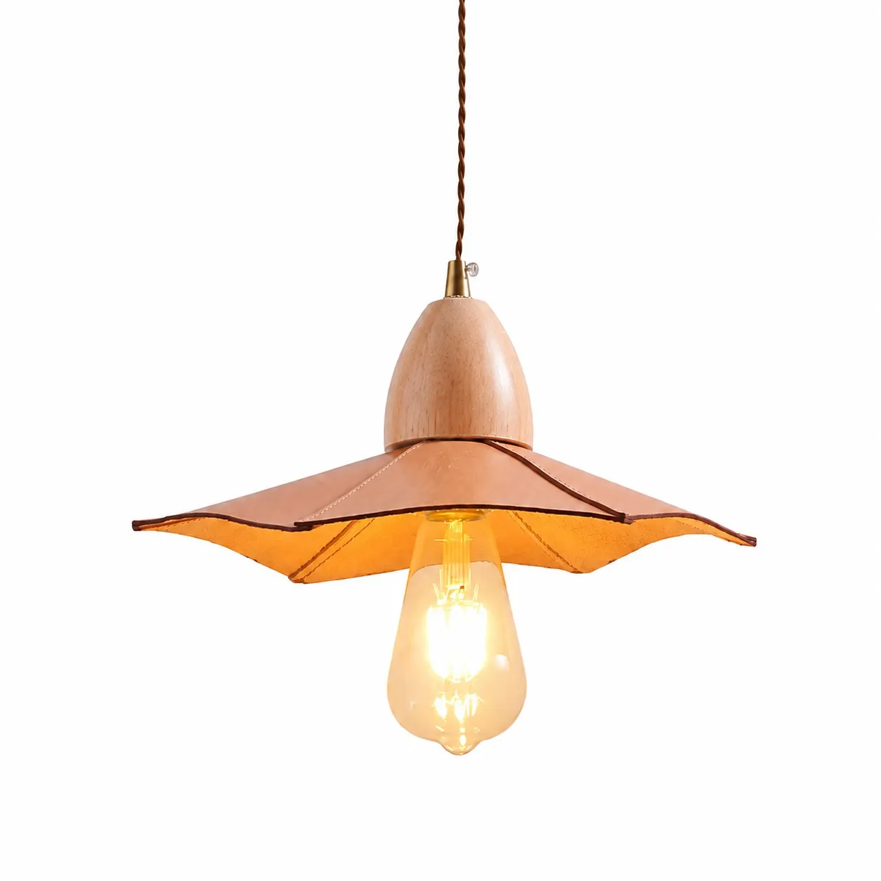 Vintage leather pendant light