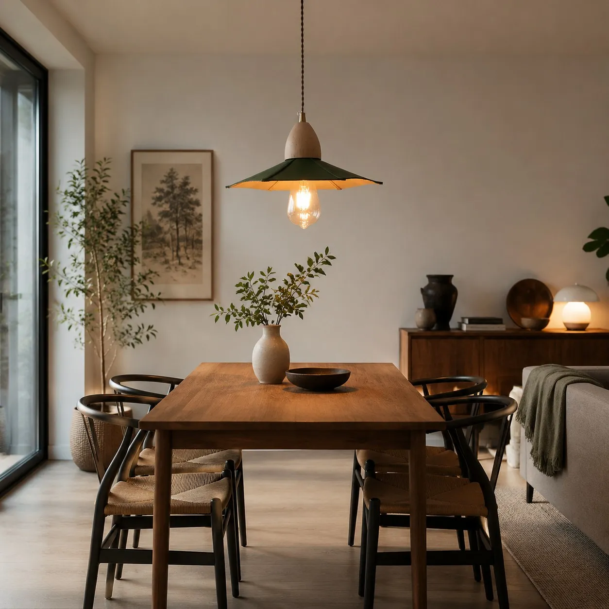 Vintage leather pendant light
