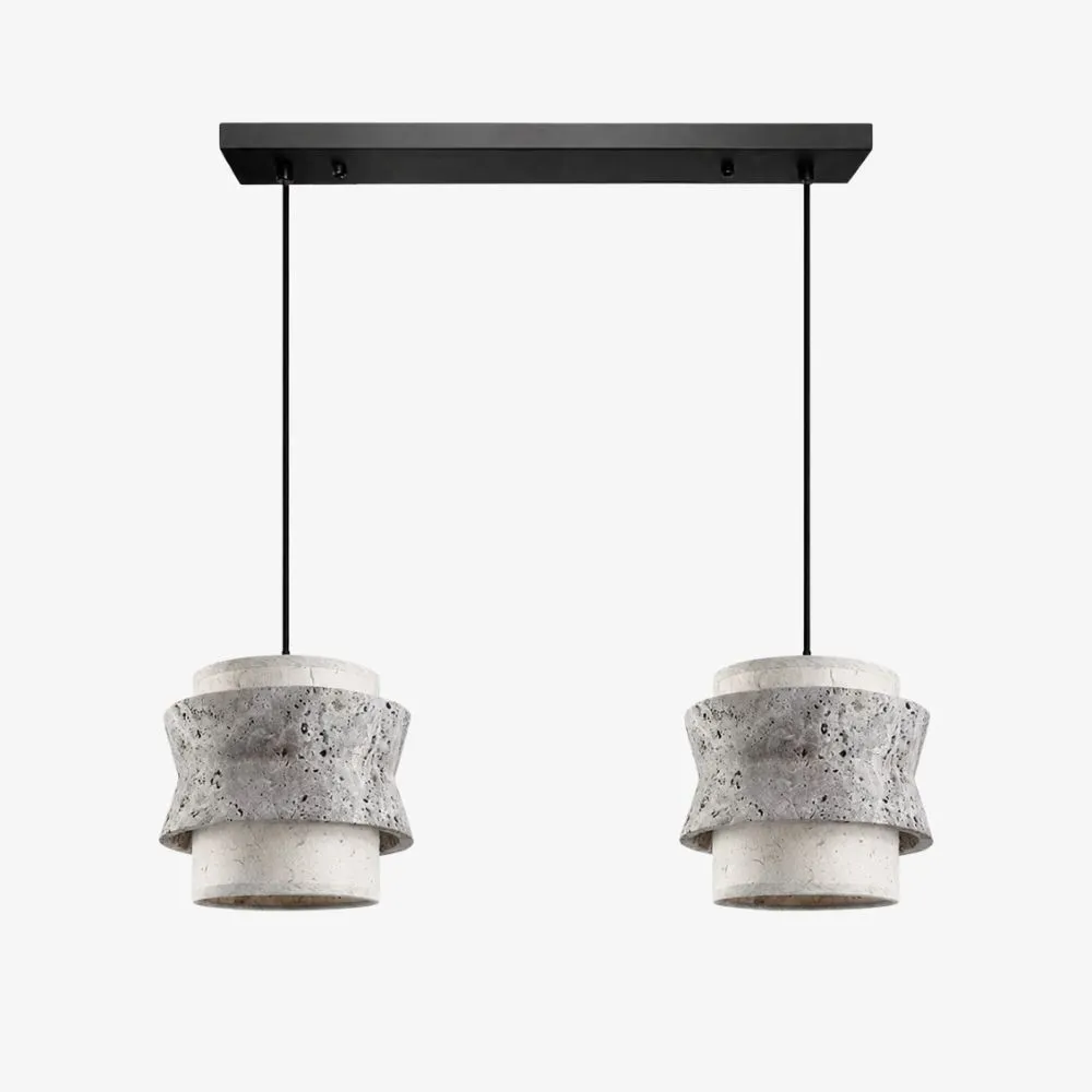 Style B gray travertine stone pendant light with two heads