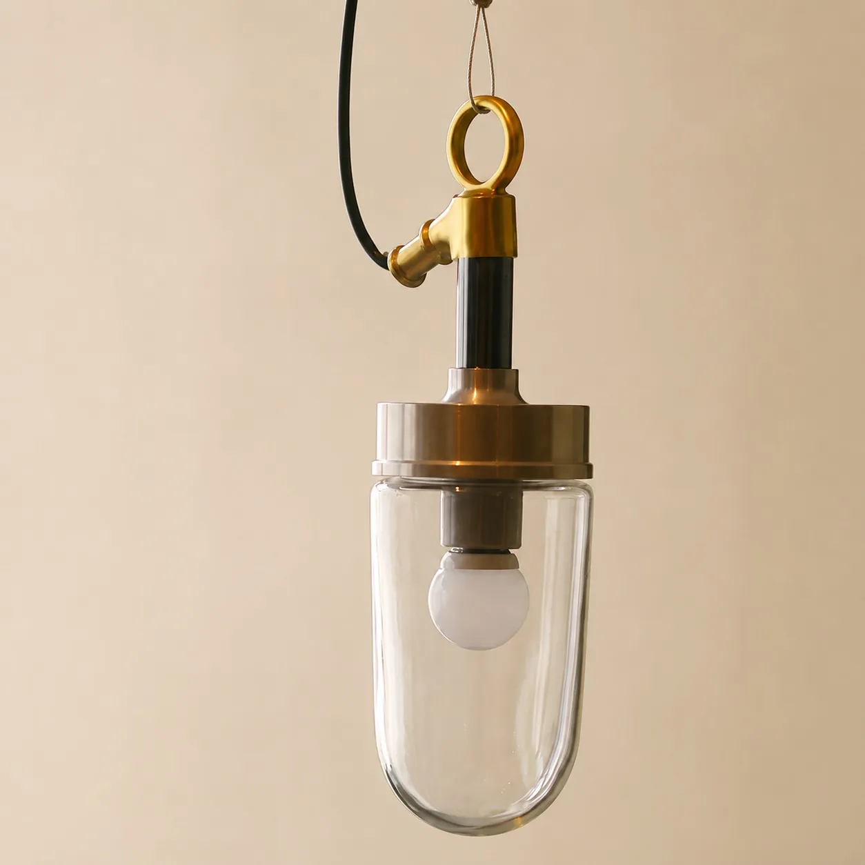 Vintage industrial clear glass pendant light interior and detail image