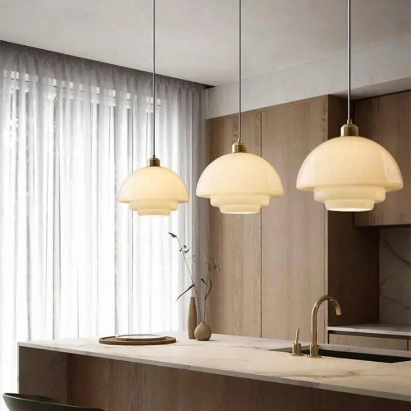 Art Deco Opal Glass Pendant Light S45