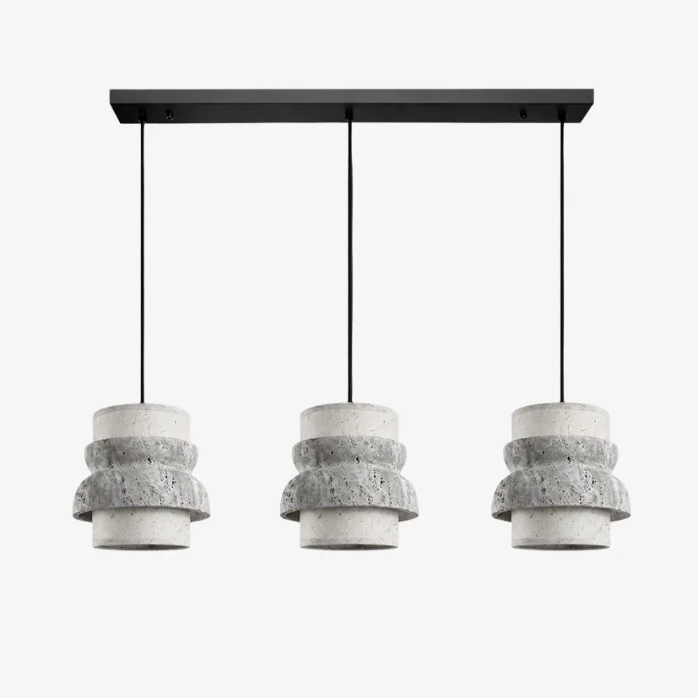 Style A gray travertine stone pendant light with three heads