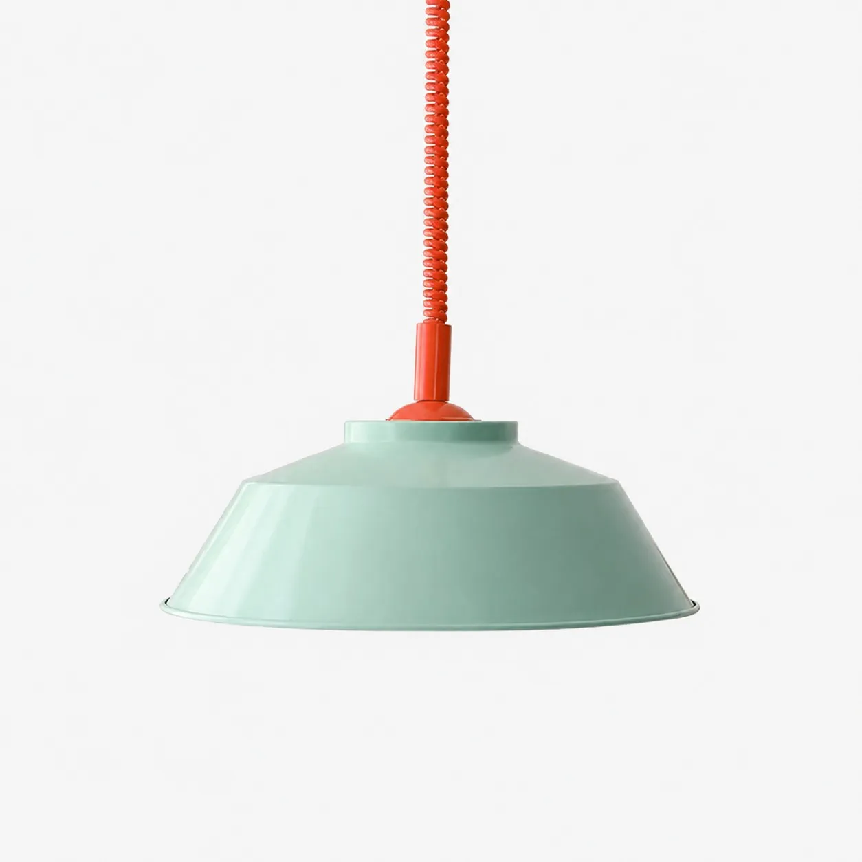 Memphis pendant with mint green shade and red cord